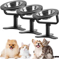 Singhoow 3 Pcs Adjustable Raised Cat Food Bowl Tilted Cat Elevated Food Bowl Small Slow Feeder Dog Bowls with Removable Stainless Steel Food and Water Bowl Dish for Dogs Cats Pets(Black)